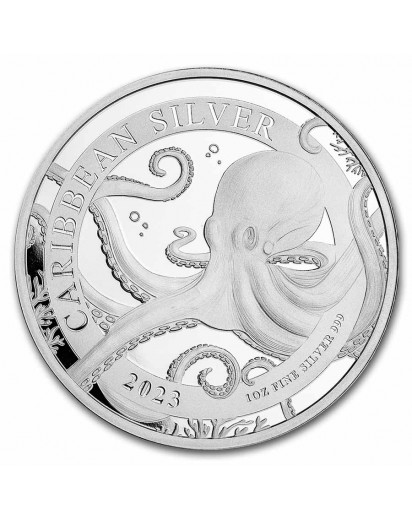 Barbados 2023 Karibischer Octopus Silber 1 oz